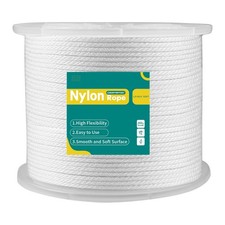 1/8 Inch Nylon Rope 500 Ft Solid Braid High UV and Abrasion 1/8inch, White