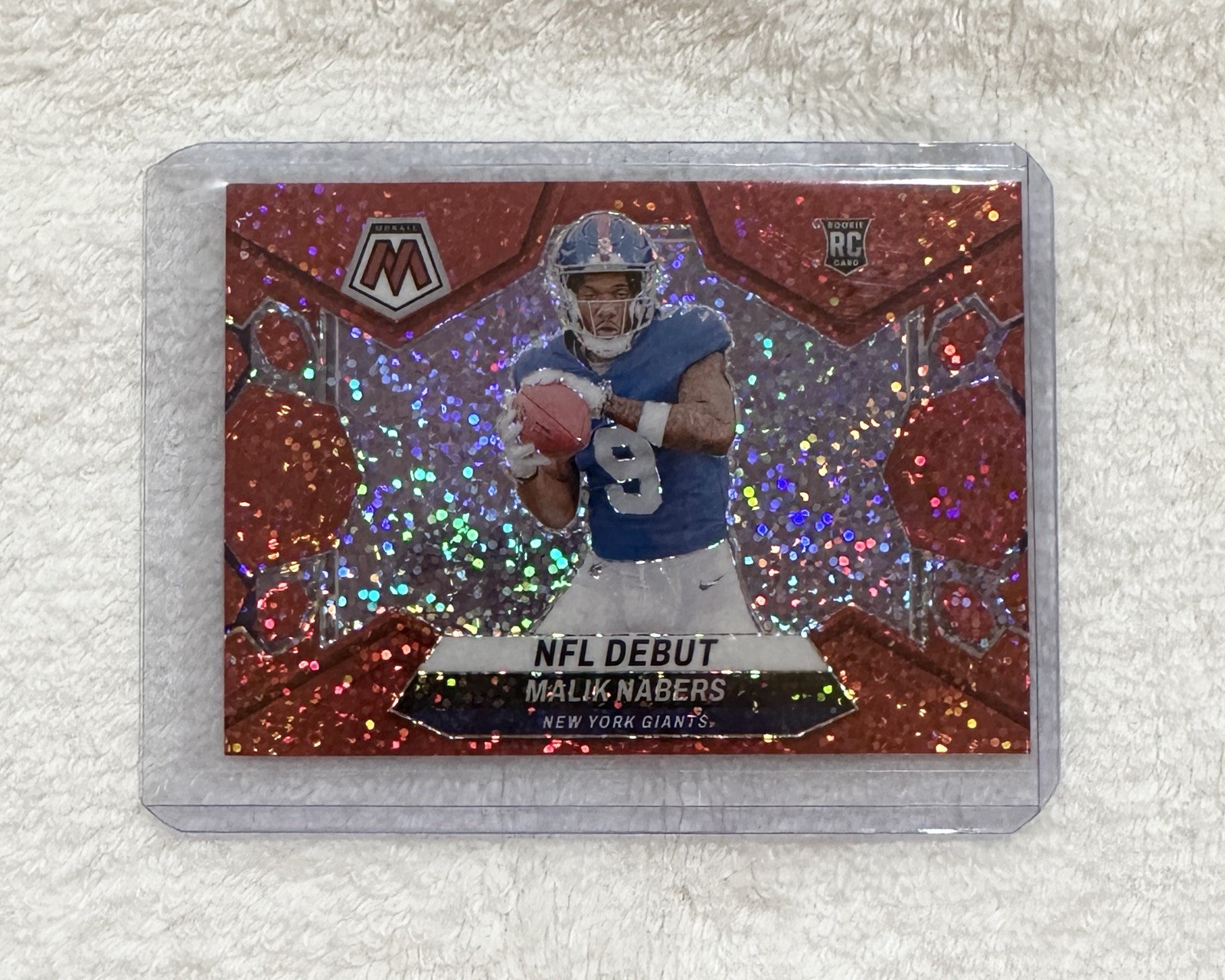 2024 Mosaic Malik Nabers Red Sparkle NFL Debut RC Short Print Giants Rookie