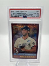 2025 Topps Heritage Clayton Kershaw #64 Chrome Burgundy Sparkle Refractor Psa 10