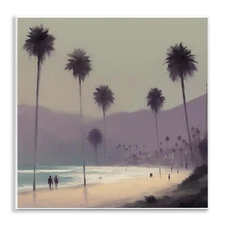Looming Palms Beach Wall Plaque Art Design by Noah Bay, 12 x 12