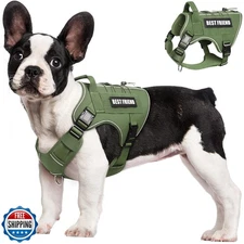 MOOGROU Tactical Dog Harness Small Sized Dog,No Pull Military Dog Vest with H