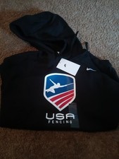 New Nike Mens Black USA FENCING Hoodie SWEATSHIRT PULLOVER SIZE L