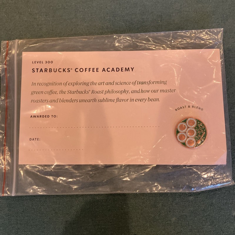 Starbucks Coffee Academy Level 300 Roast Pin w/Award Card! Brand New! Rare!