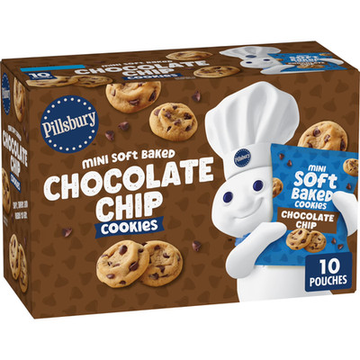 Pillsbury Chocolate Chip Mini Soft Baked Cookies, 10 Snack Pouches 10 oz