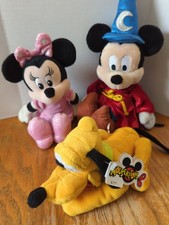 Disney Mickey Mouse Minnie Mouse  Pluto Plush, Bean Bag Dolls Lot Of 3