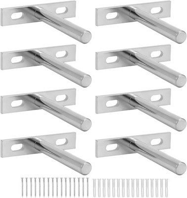 QWORK Regalträger unsichtbar 75 mm 8er Set Stahl massiv schwarz Wandmontage