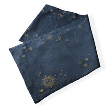 Celestial Table Runner, Navy, Gold-Tone, 14" W x 72"L