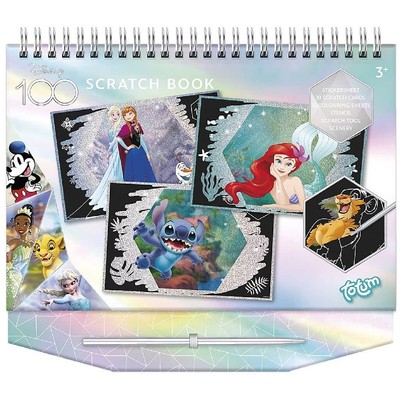 Totum 300255 Disney Scratch Book & Colouring Stencils and Glitter Stickers with 