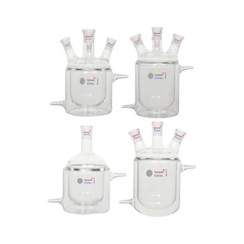 Frasco con doble chaqueta 10 ml-1000 ml con 1 suministro estándar de cristalería de laboratorio conjunto - Imagen 4 de 12