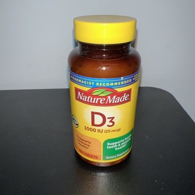 Nature Made Vitamin D3, 1000 IU (25 mcg), 100 Tablets