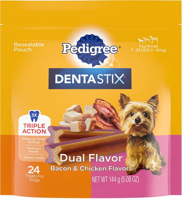 Pedigree Dentastix Dual Flavor Small Dog Dental Treats, Bacon & Chicken, 5.08 oz