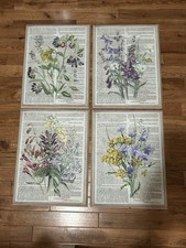 Lot Of 4 Acoustic Wall Art Panels, 16"X12" Sound Proofing Padding Floral