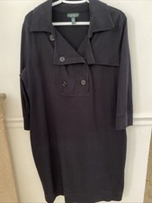 LAUREN JEANS CO Dress XL RALPH LAUREN Double Breasted Twill Jersey Cotton Black