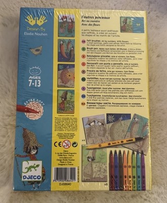 Kit Art Par Numéros Djeco – 4 Tableaux Elodie Nouhen – Pinceau Et Feutre Inclus – Neuf