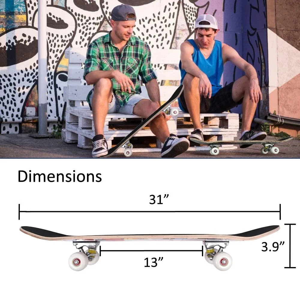 Skateboards for Beginners Adults Youths Teens Kids Girls Boys 31 Inch Pro Com...