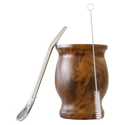 Walled 18/8 Stainless Mate Tea Cup, Mate (Straw) (Wood,230ML) R9C23875