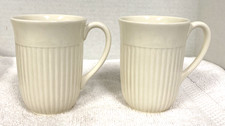 2 Vintage Wedgwood Edme Cream White Ivory Beaker English Mugs 4 1/4" Tall