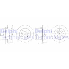 2X DELPHI BREMSSCHEIBEN 258mm VOLL HINTEN PASSEND FÜR HYUNDAI COUPE ELANTRA