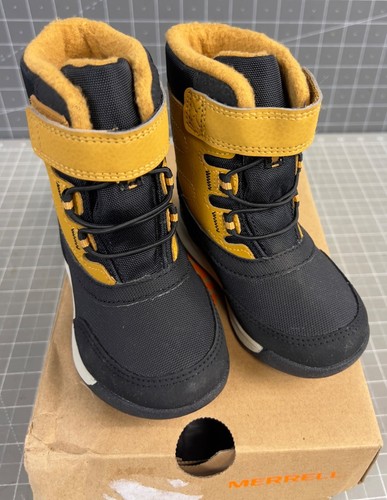 Merrell Boys Waterproof Snow Boots Wheat Black Size 6 US / 22 EU New In Box - Picture 2 of 8
