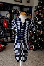 CHAPS WOMENS STRIPED TSHIRT DRESS