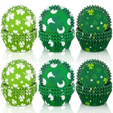 00Pcs St. Patrick's Day Cupcake Liners Shamrock Print Baking Cups Holders Gradie
