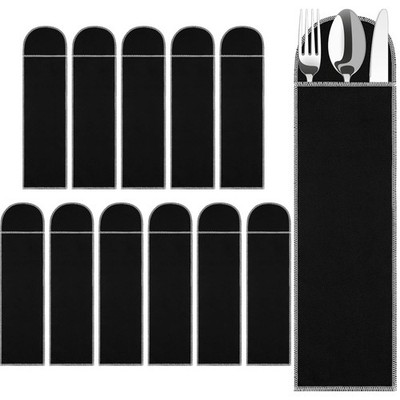 Weewooday 12 Pcs Silver Flatware Storage Bags Velvet Anti Tarnish,Black