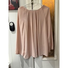 Max Studio Blush Pink Pleated Yoke Blouse Lon...