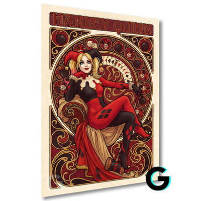 Harley Quinn DC Comics Art Nouve Style Poster Wall Art 66lb Heavyweight Print