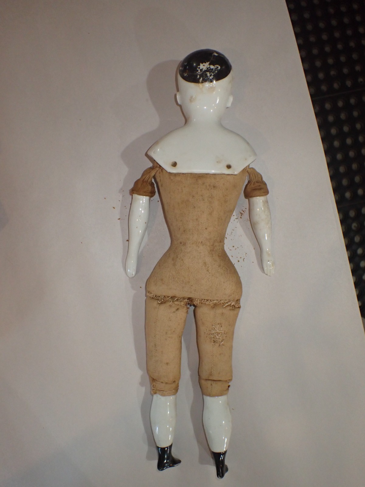 Biedermeier Style Antique China Head Doll Original Body 14 1/2