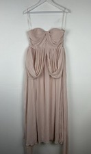 Birdy Grey Womens Large Strapless Maxi Dress Bridesmaid Prom Pink Belted Formal