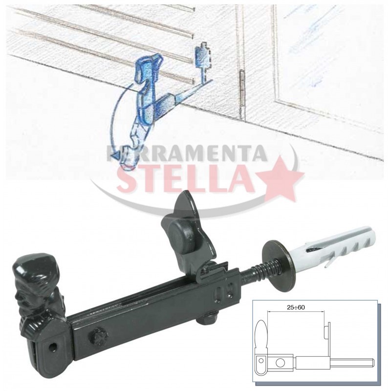 Fermapersiana API Modello FP24 Con Gancio Lungo - Reversibile Per Ante Sinistra O Destra, Colore Nero - Foto 8