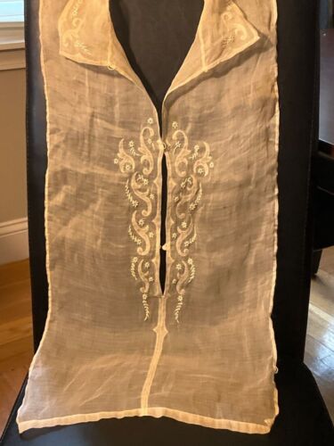 Rare antique French hand-embroidered linen shirt f