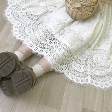 Women Lace Half Slip Skirt Underskirt Petticoat Mesh Hollow Elastic Waist