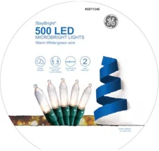GE StayBright 500-Count 104.4-ft White LED Plug-In Christmas String Lights