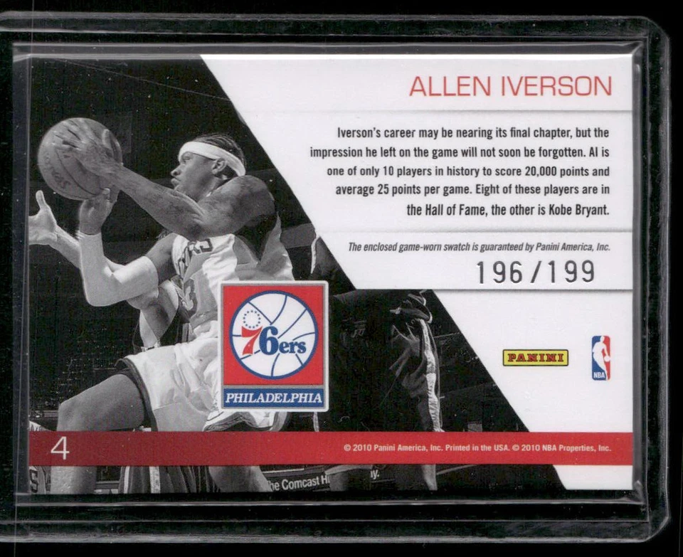 2010-11 Panini Prestige #4 Allen Iverson Franchise Favorites Jersey #/199 - Image 2 of 2