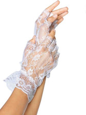 Leg Avenue Fingerless Lace Gloves White