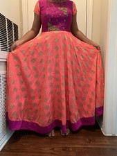 Indian Saree Traditional Dress Vibrant Pink - Lace Tull  Netting medium
