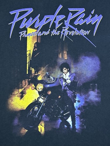 The Prince Estate Men’s T-Shirt Purple Rain Graphic Tee Black S/S Crew Size L - Picture 7 of 19