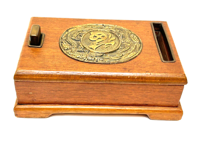 Vintage Arirang Wood & Brass Cigarette Dispenser by Sam Chung Co Seoul  Korea