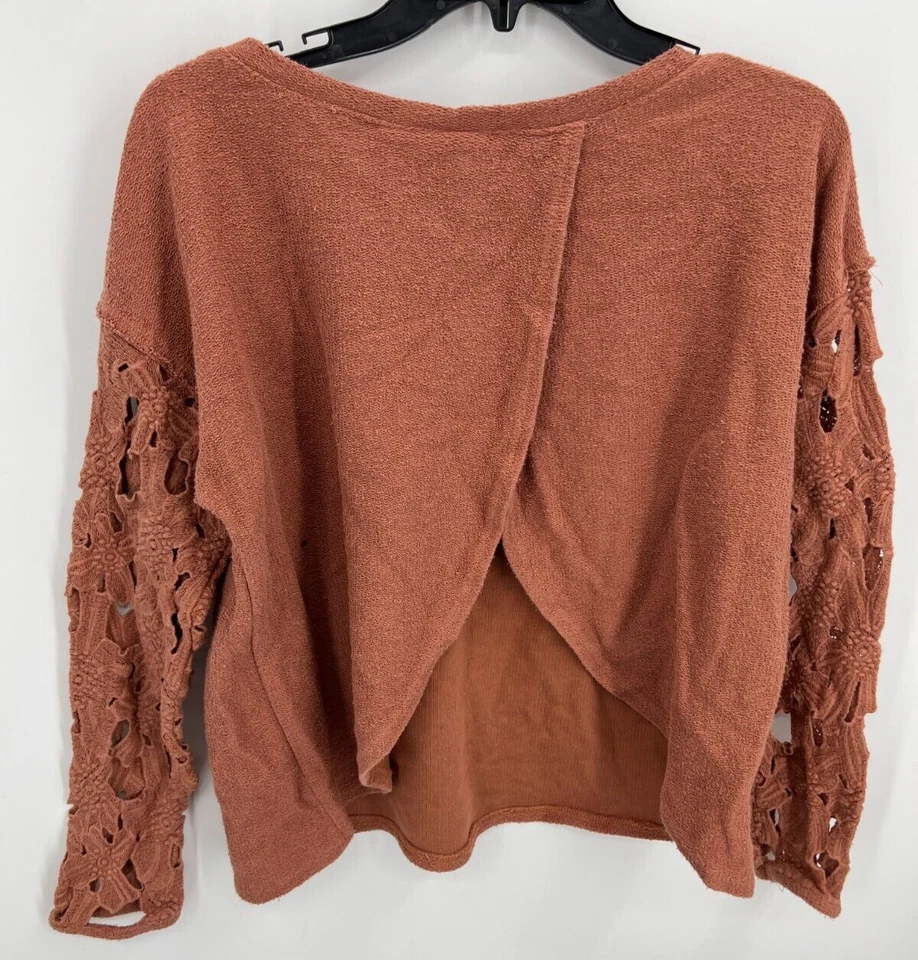 Suéter Hebilla Trucos Mujer L Polvoriento Rosa Cuello Barco Crochet Manga Abierta Boho Foto 2 de 4