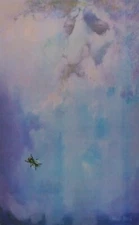 CHARLES BRAGG B'ld father Signed Lithograph '74 US Artist Surreal fly cloud art