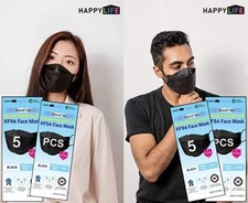 5pcs Happy Life , Good Day kf94 Black face mask Adult Size