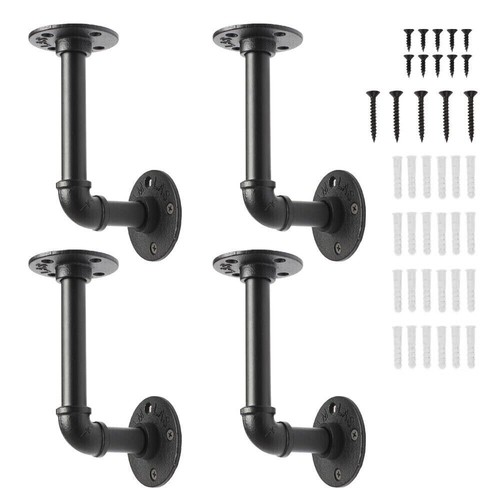 6PCS Heavy Duty Rustic Iron Pipe Shelf Brackets Industrial Wall Mounted Shelves - Picture 7 of 11