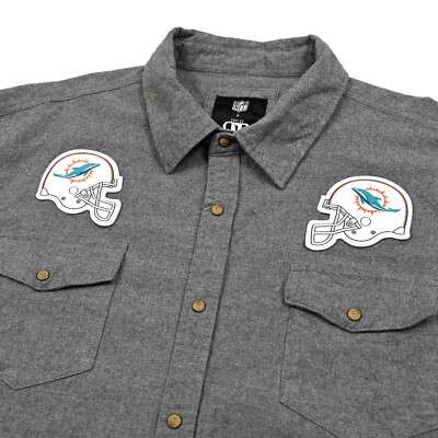 NFL x Darius Rucker Miami Dolphins Men's 2XL Button Up Flannel Pearl Snap EUC