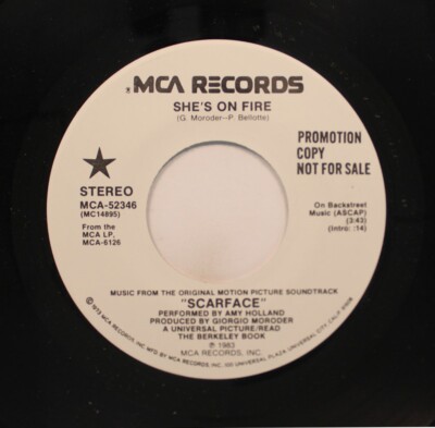 Scarface Soundtrack Promo Nm! 45 Amy Holland - She'S On Fire / She'S On Fire MCA