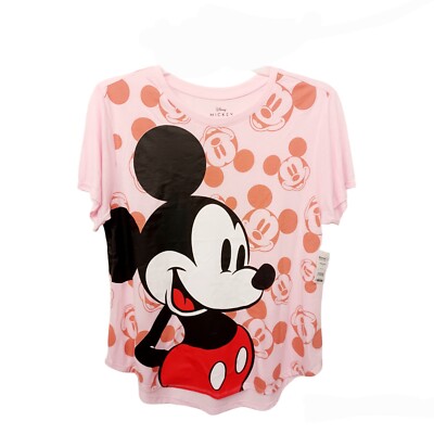 Disney Mickey Mouse Face Graphics Juniors Pink T-Shirt-3XL (21) | eBay