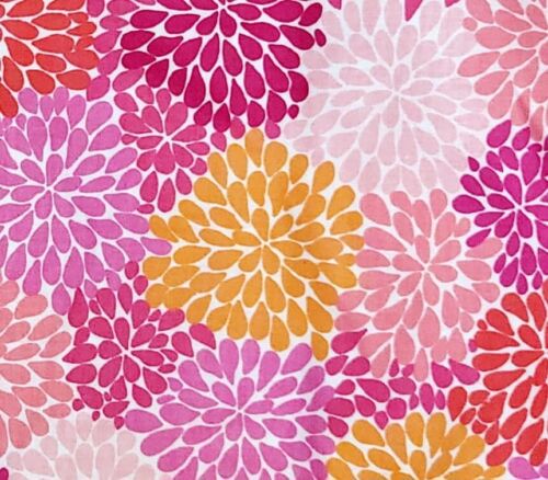 Pink Orange Fuchsia Chrysanthemum Floral Flowers Cotton Fabric Traditions BTY - Picture 1 of 6