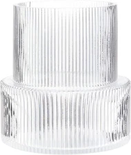 YANWE1 Clear Glass Vase, Ribbed Vase, Fluted Glass Vase, Flower Vase
