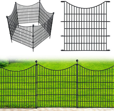 5 Panels 32 In(H) X 12Ft(L) No Dig Decorative Outdoor Garden Fence for Yard, Ani
