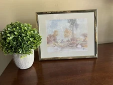 Signed Art Print, Robert Doares, Gold Frame, Landscape Art Cottage Core Painting